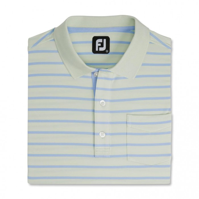 Camisas Footjoy Nautical Stripe Lisle Self Collar Hombre Verde Menta | ES0561927