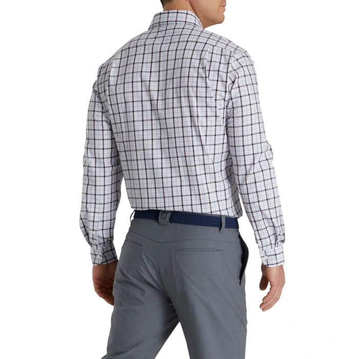 Camisas Footjoy Open Check Stretch Algodon Hombre Blancas | ES9643208