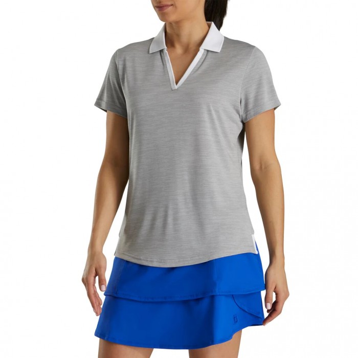 Camisas Footjoy Open Placket Space Dye Mujer Gris Blancas | ES1037659