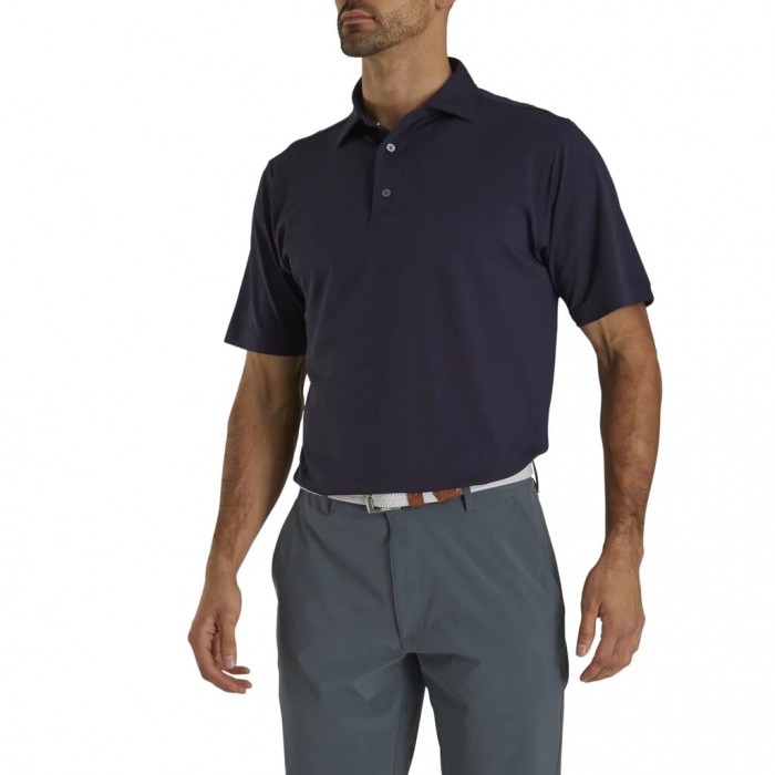 Camisas Footjoy Performance Stretch Pique Solid Self Collar Hombre Azul Marino | ES3615872