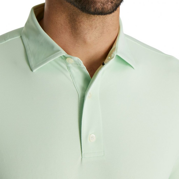 Camisas Footjoy Performance Stretch Pique Solid Self Collar Hombre Verde Menta | ES3819675