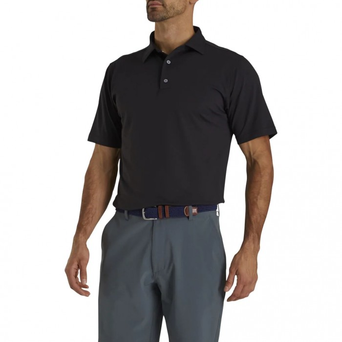 Camisas Footjoy Performance Stretch Pique Solid Self Collar Hombre Negras | ES5347290