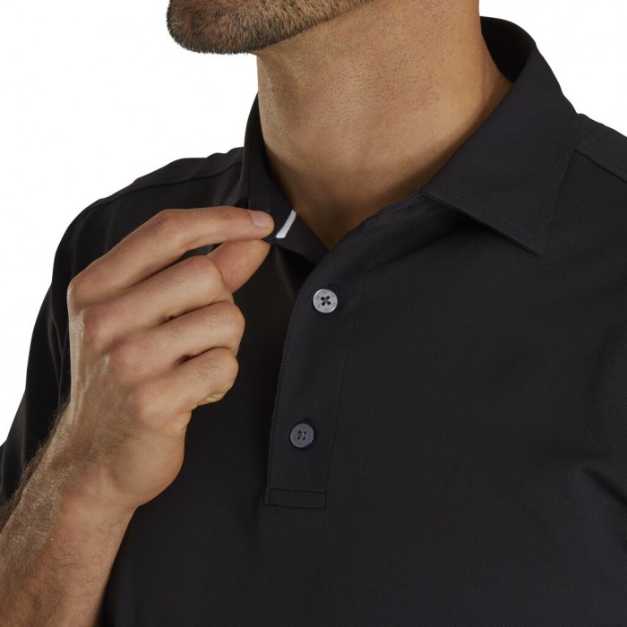 Camisas Footjoy Performance Stretch Pique Solid Self Collar Hombre Negras | ES5347290