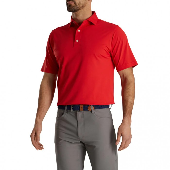 Camisas Footjoy Performance Stretch Pique Solid Self Collar Hombre Rojas | ES6045139