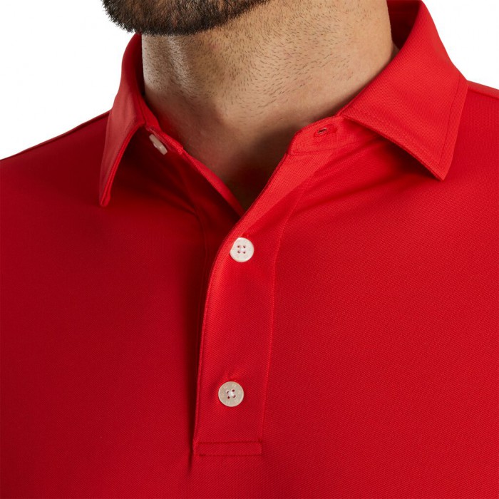 Camisas Footjoy Performance Stretch Pique Solid Self Collar Hombre Rojas | ES6045139