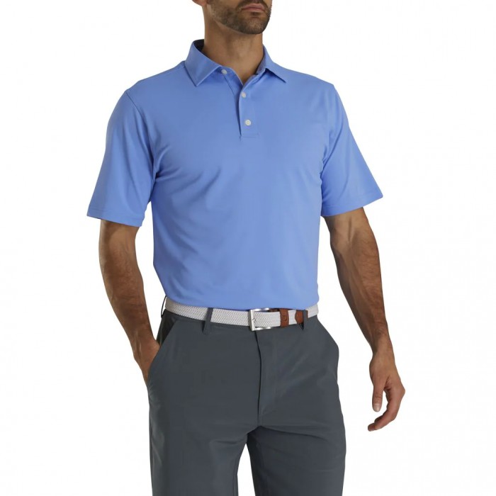 Camisas Footjoy Performance Stretch Pique Solid Self Collar Hombre Lagoon | ES7235468