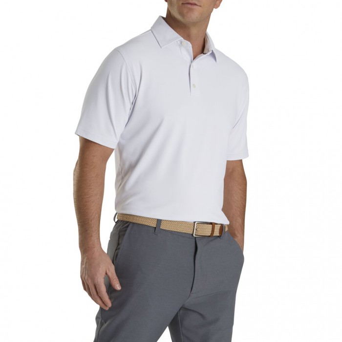 Camisas Footjoy Performance Stretch Pique Solid Self Collar Hombre Blancas | ES8270645