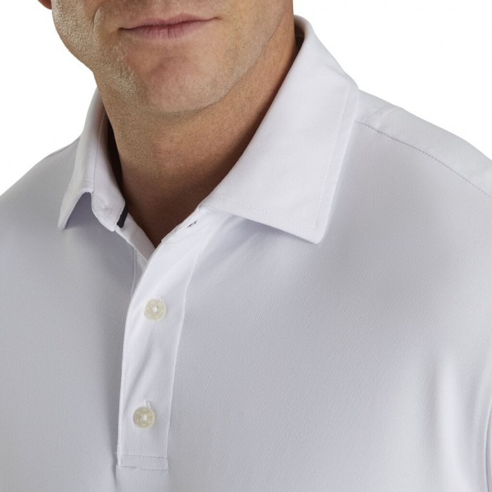 Camisas Footjoy Performance Stretch Pique Solid Self Collar Hombre Blancas | ES8270645