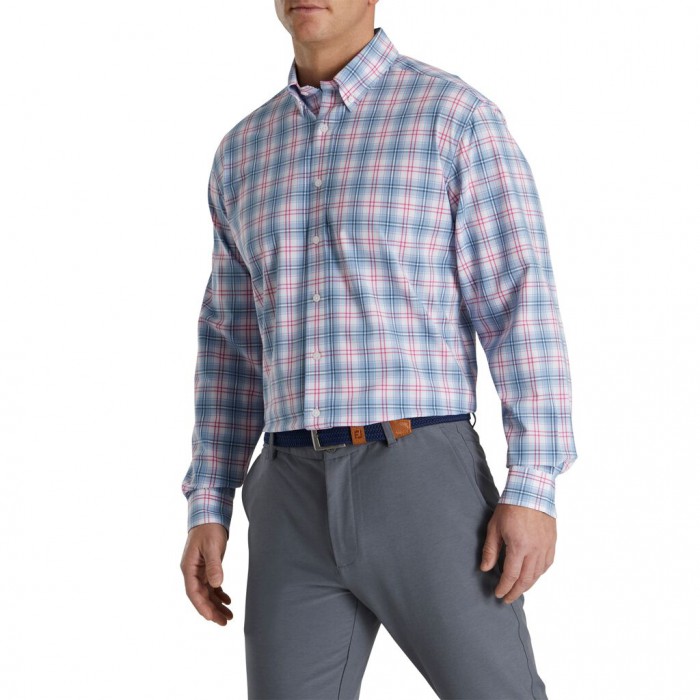 Camisas Footjoy Performance Tartan Plaid Hombre Wedgewood | ES7492865