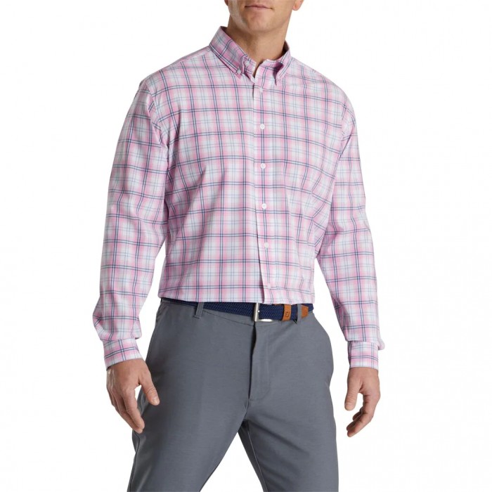 Camisas Footjoy Performance Tartan Plaid Hombre Rosas | ES8924513