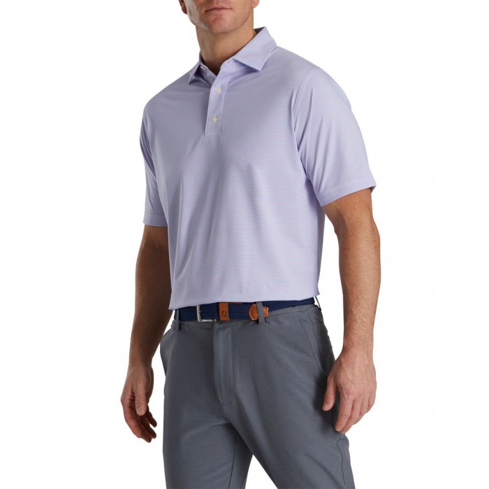 Camisas Footjoy Pin Stripe Lisle Self Collar Hombre Blancas Azules Rosas | ES4795103