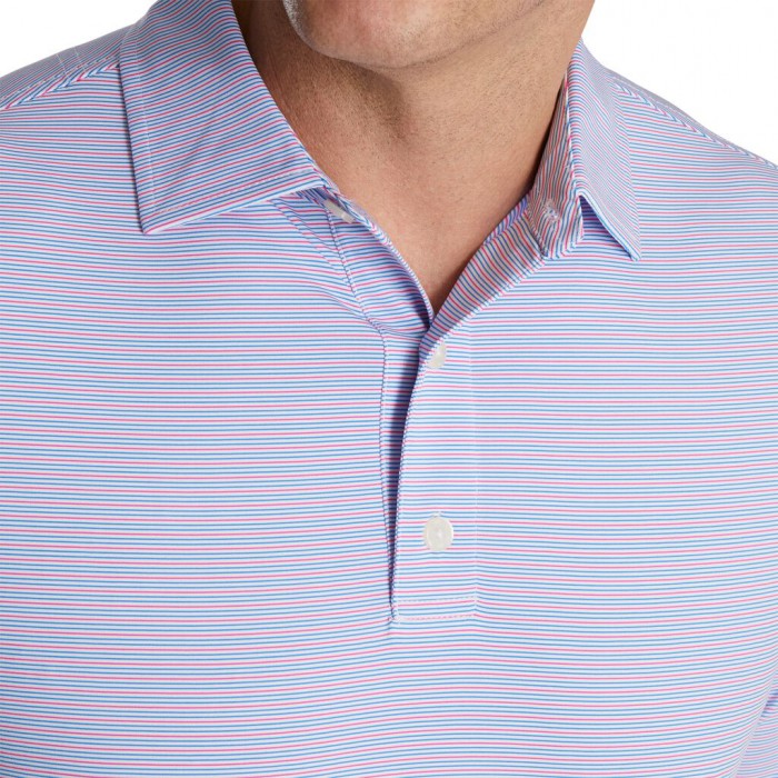 Camisas Footjoy Pin Stripe Lisle Self Collar Hombre Blancas Azules Rosas | ES4795103