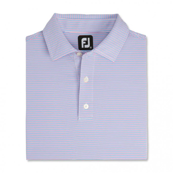 Camisas Footjoy Pin Stripe Lisle Self Collar Hombre Blancas Azules Rosas | ES4795103