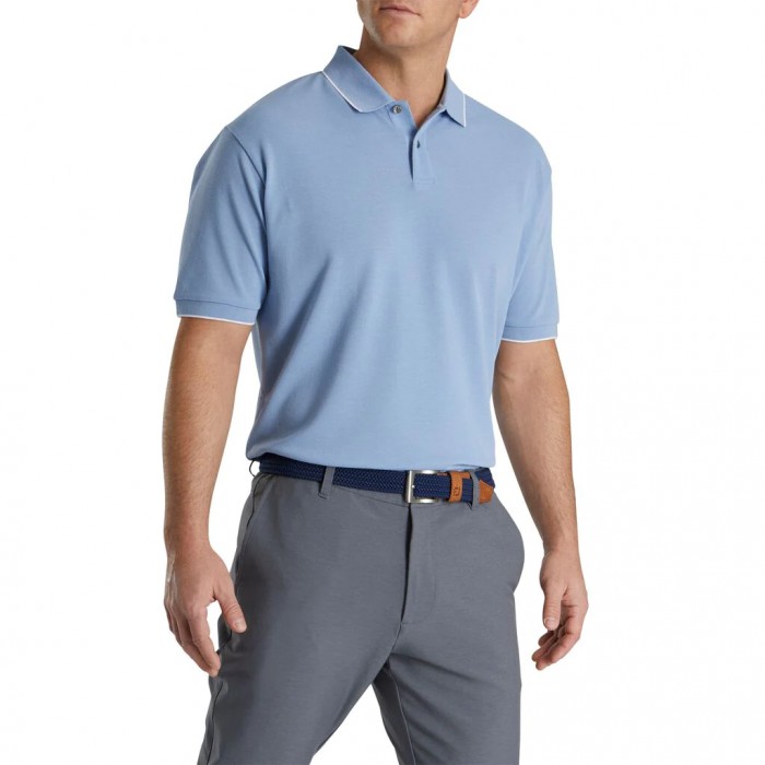 Camisas Footjoy Pique Tipped Polo Hombre Azules | ES2875901