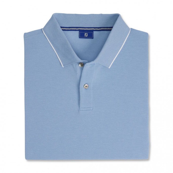 Camisas Footjoy Pique Tipped Polo Hombre Azules | ES2875901