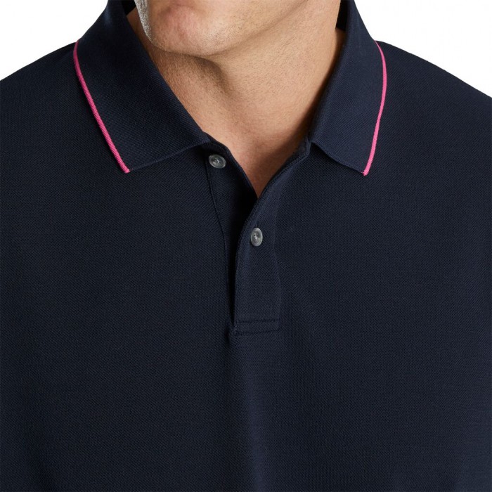 Camisas Footjoy Pique Tipped Polo Hombre Azul Marino | ES5826390