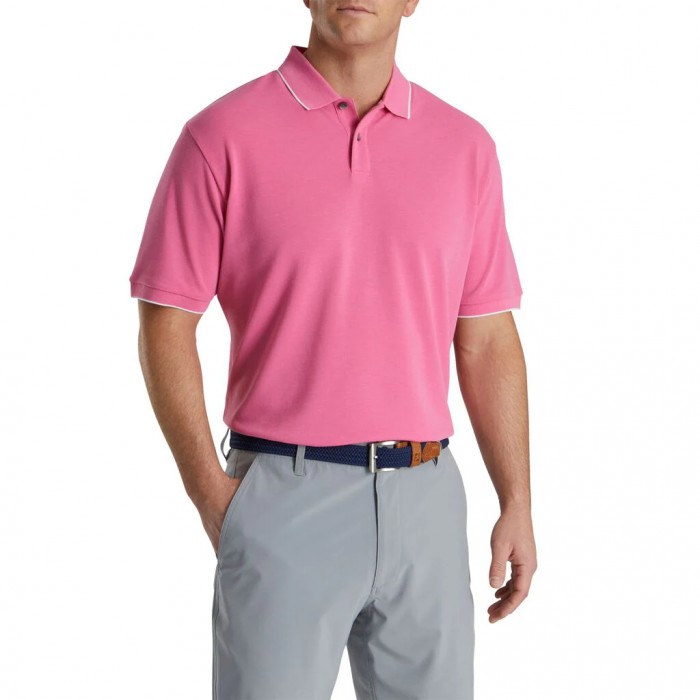 Camisas Footjoy Pique Tipped Polo Hombre Rosas | ES9178364