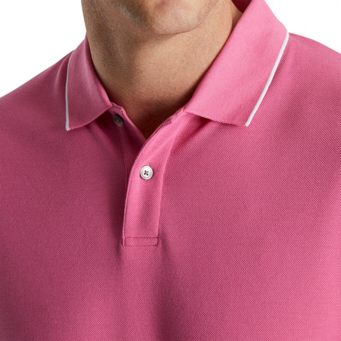 Camisas Footjoy Pique Tipped Polo Hombre Rosas | ES9178364