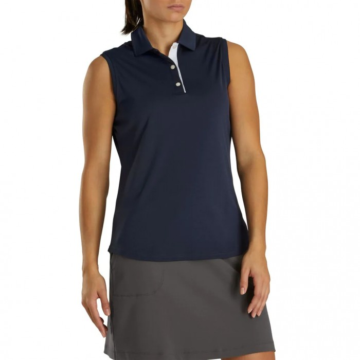 Camisas Footjoy ProDry Interlock Sin Manga Self Collar Mujer Azul Marino | ES0589617