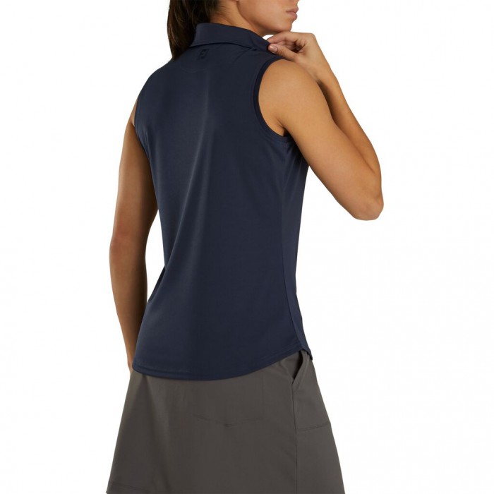 Camisas Footjoy ProDry Interlock Sin Manga Self Collar Mujer Azul Marino | ES0589617