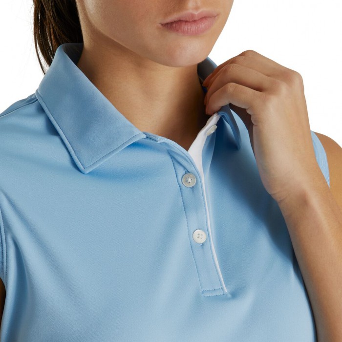 Camisas Footjoy ProDry Interlock Sin Manga Self Collar Mujer Azules Claro | ES1984632