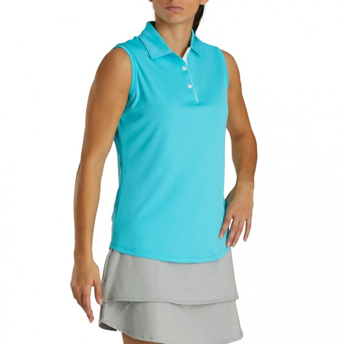 Camisas Footjoy ProDry Interlock Sin Manga Self Collar Mujer Aqua | ES2935608