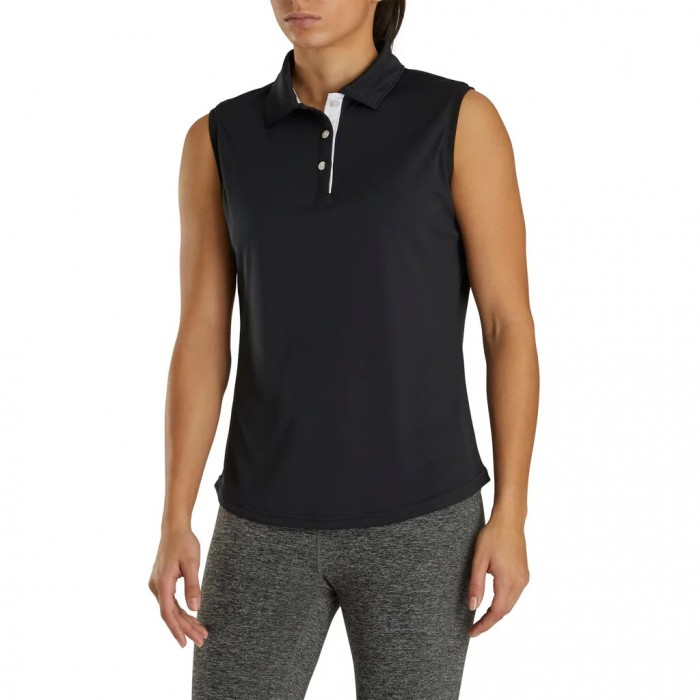 Camisas Footjoy ProDry Interlock Sin Manga Self Collar Mujer Negras | ES3720146