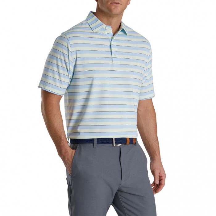 Camisas Footjoy Regency Stripe Lisle Self Collar Hombre Verde Menta Azul Marino | ES6457092