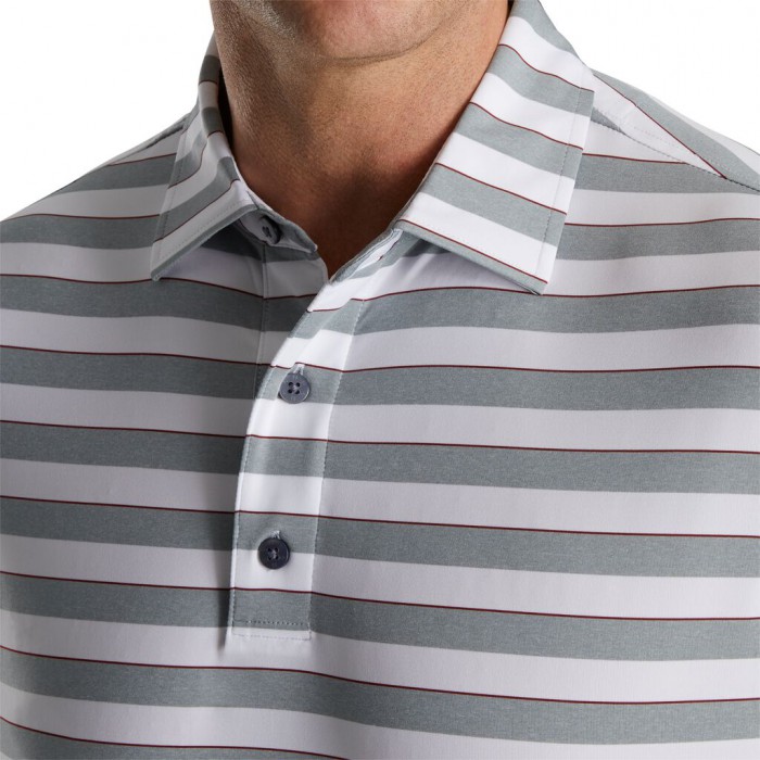 Camisas Footjoy Regency Stripe Lisle Self Collar Hombre Gris Blancas | ES9543068