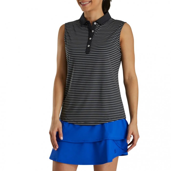 Camisas Footjoy Sin Manga Pinstripe Mujer Negras | ES9617208