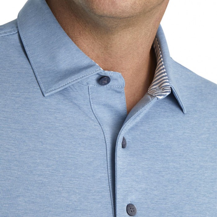 Camisas Footjoy Solid Lisle Self Collar Hombre Heather Blue-Grey | ES0987243