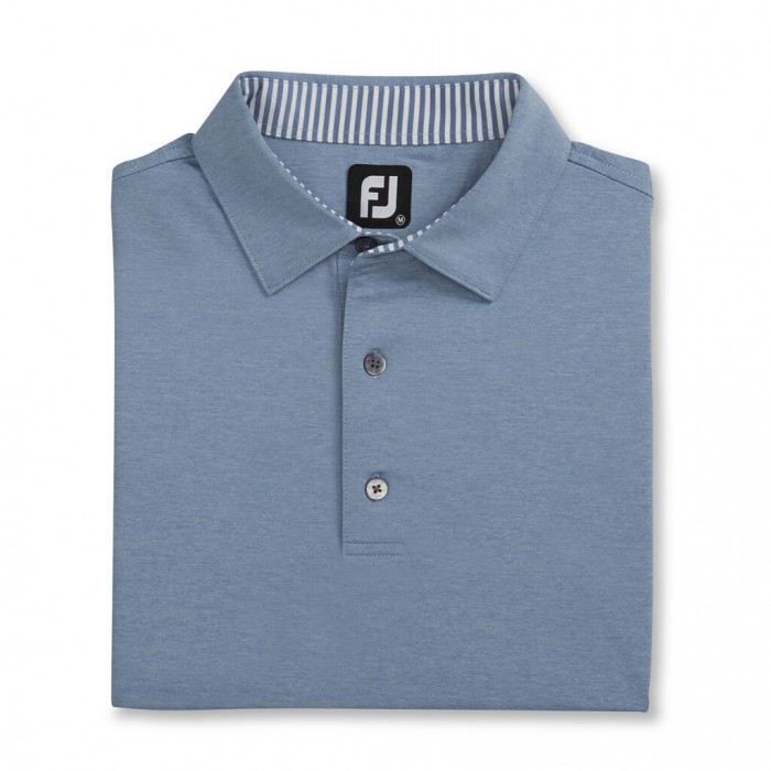 Camisas Footjoy Solid Lisle Self Collar Hombre Heather Blue-Grey | ES0987243