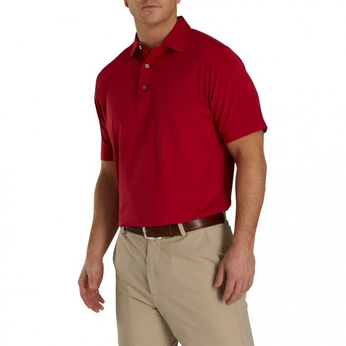 Camisas Footjoy Solid Lisle Self Collar Hombre Rojas Blancas | ES1458723