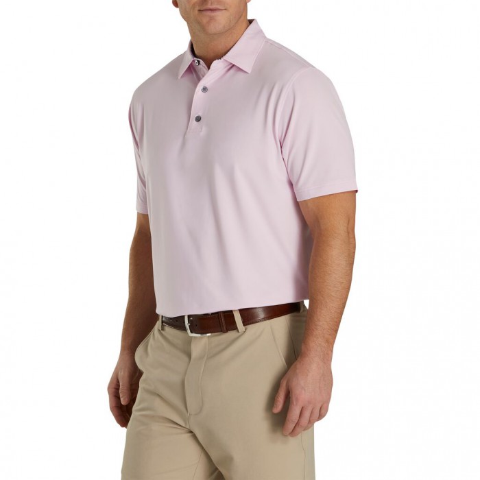 Camisas Footjoy Solid Lisle Self Collar Hombre Rosas Claro | ES1734029