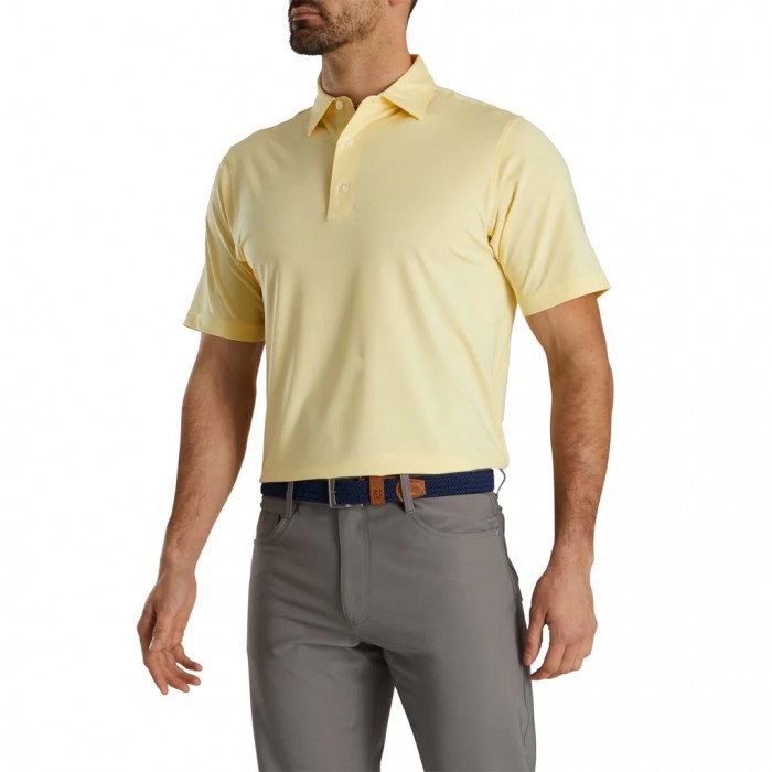 Camisas Footjoy Solid Lisle Self Collar Hombre Amarillo | ES1980675