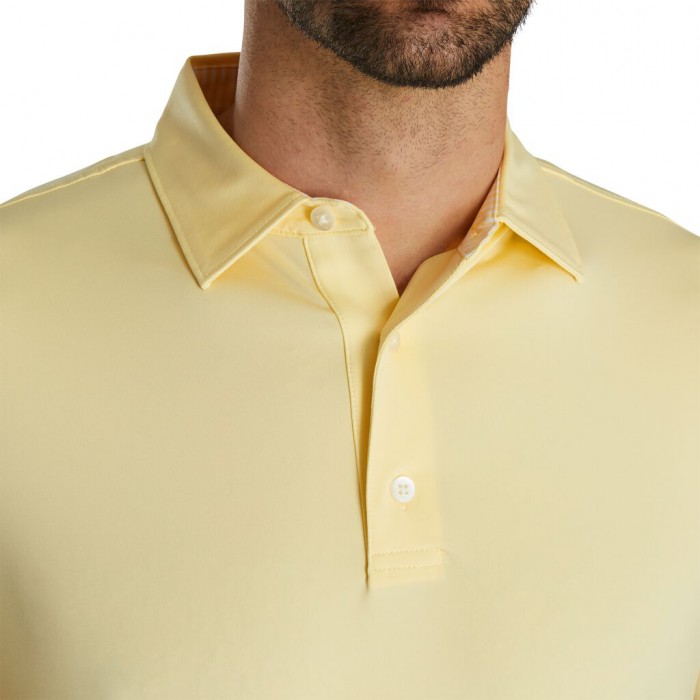 Camisas Footjoy Solid Lisle Self Collar Hombre Amarillo | ES1980675