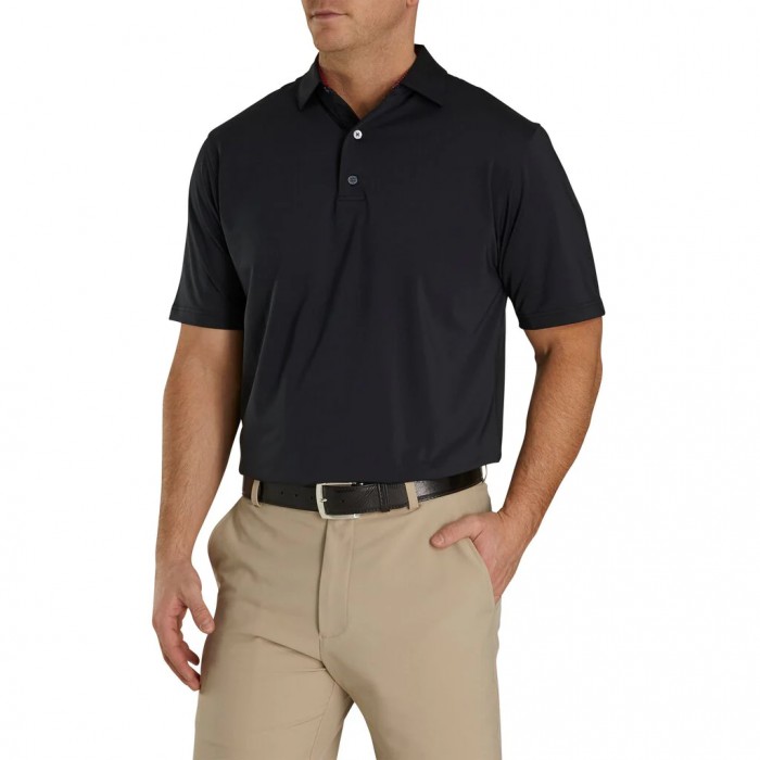 Camisas Footjoy Solid Lisle Self Collar Hombre Negras Rojas | ES2170954