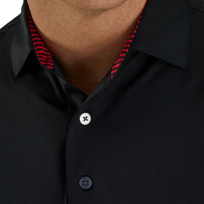 Camisas Footjoy Solid Lisle Self Collar Hombre Negras Rojas | ES2170954