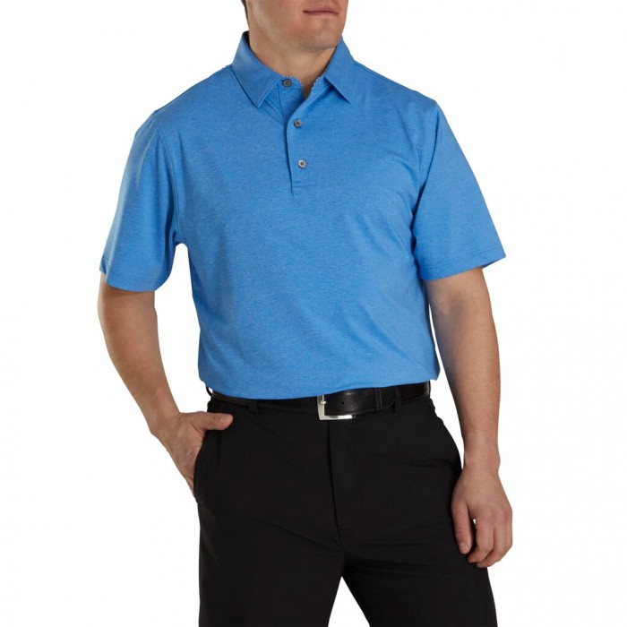 Camisas Footjoy Solid Lisle Self Collar Hombre Azul Real | ES3607512