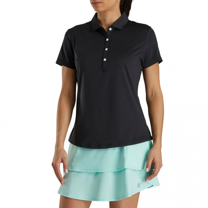 Camisas Footjoy Solid Lisle Self Collar Mujer Negras | ES3702645