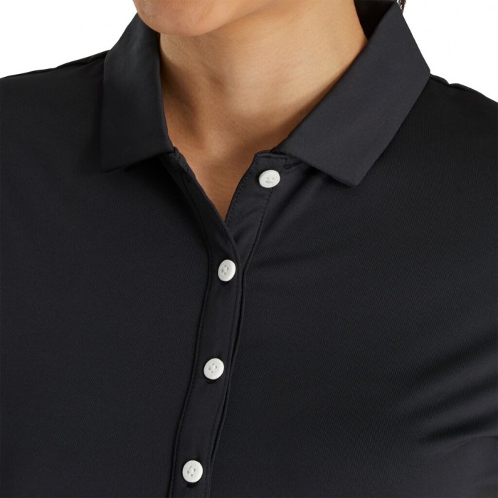 Camisas Footjoy Solid Lisle Self Collar Mujer Negras | ES3702645