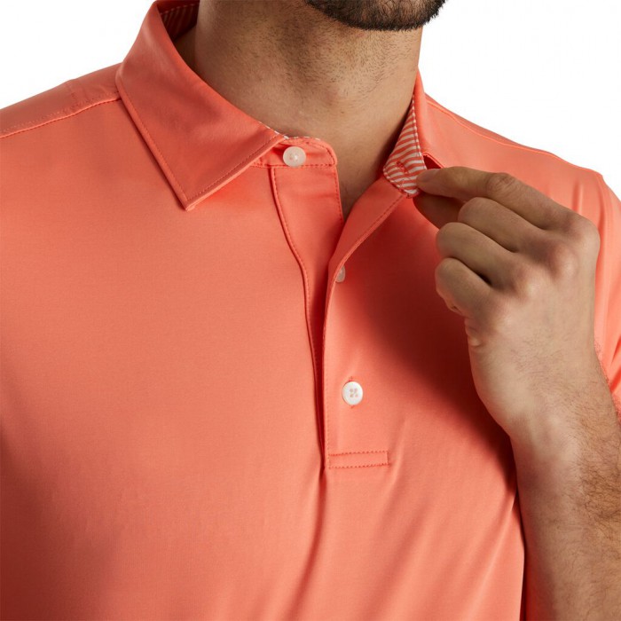 Camisas Footjoy Solid Lisle Self Collar Hombre Coral | ES5179320