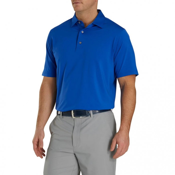 Camisas Footjoy Solid Lisle Self Collar Hombre Azul Real Blancas | ES5938612