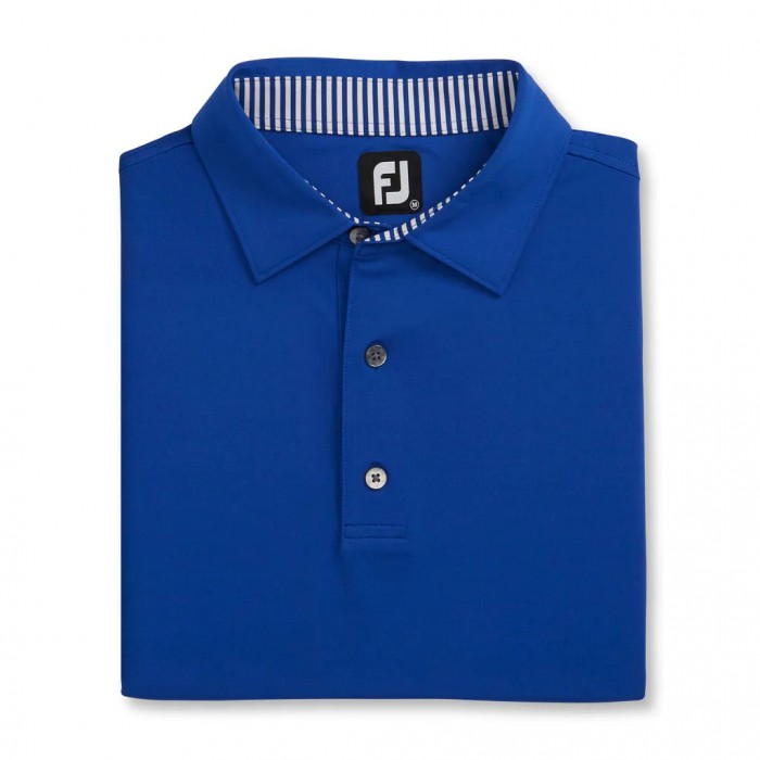 Camisas Footjoy Solid Lisle Self Collar Hombre Azul Real Blancas | ES5938612