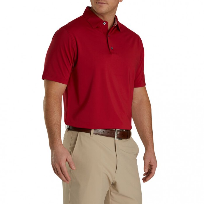 Camisas Footjoy Solid Lisle Self Collar Hombre Crimson | ES8510629