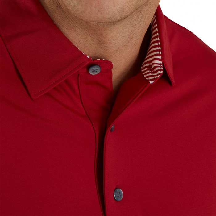 Camisas Footjoy Solid Lisle Self Collar Hombre Crimson | ES8510629