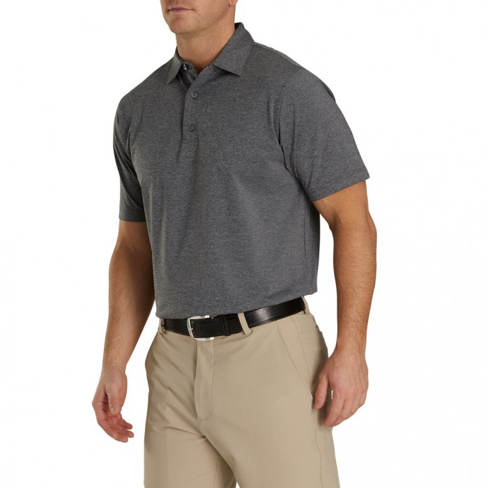 Camisas Footjoy Solid Lisle Self Collar Hombre Heather Charcoal | ES8514603