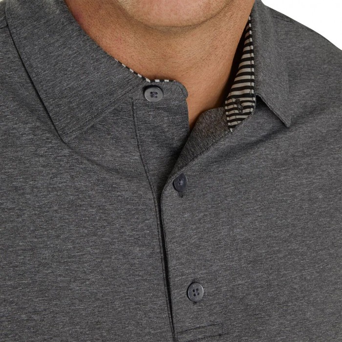 Camisas Footjoy Solid Lisle Self Collar Hombre Heather Charcoal | ES8514603