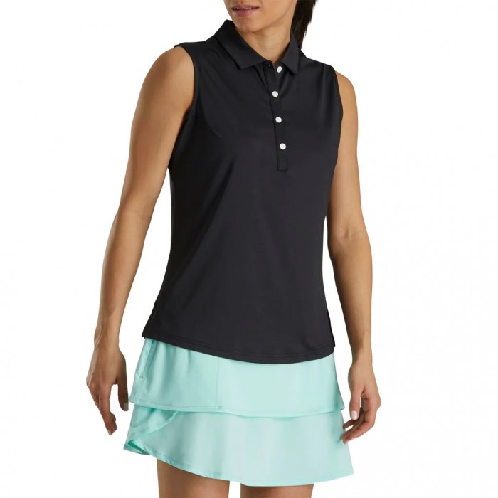 Camisas Footjoy Solid Lisle Sin Manga Mujer Negras | ES2048965