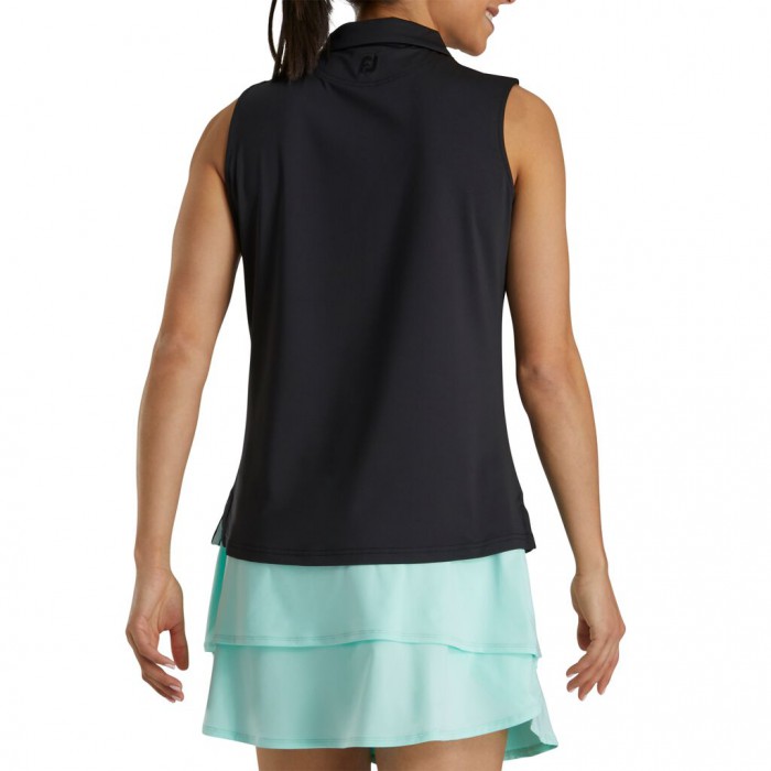 Camisas Footjoy Solid Lisle Sin Manga Mujer Negras | ES2048965